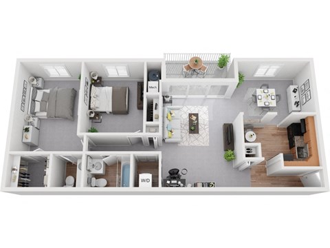 2 Bedroom 1.5 Bath 1055sf Floor Plan at, Padonia Village Apartments, Timonium MD